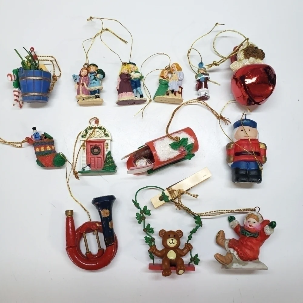 VINTAGE Mini Miniature Ornament Lot Nutcracker Bear Carolers Ceramic
